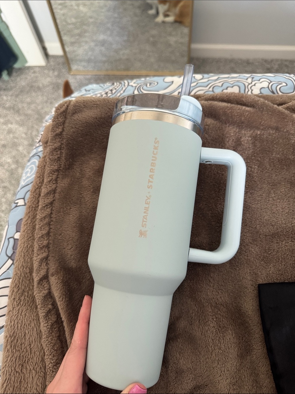 Light blue Travel Tumbler with Handle